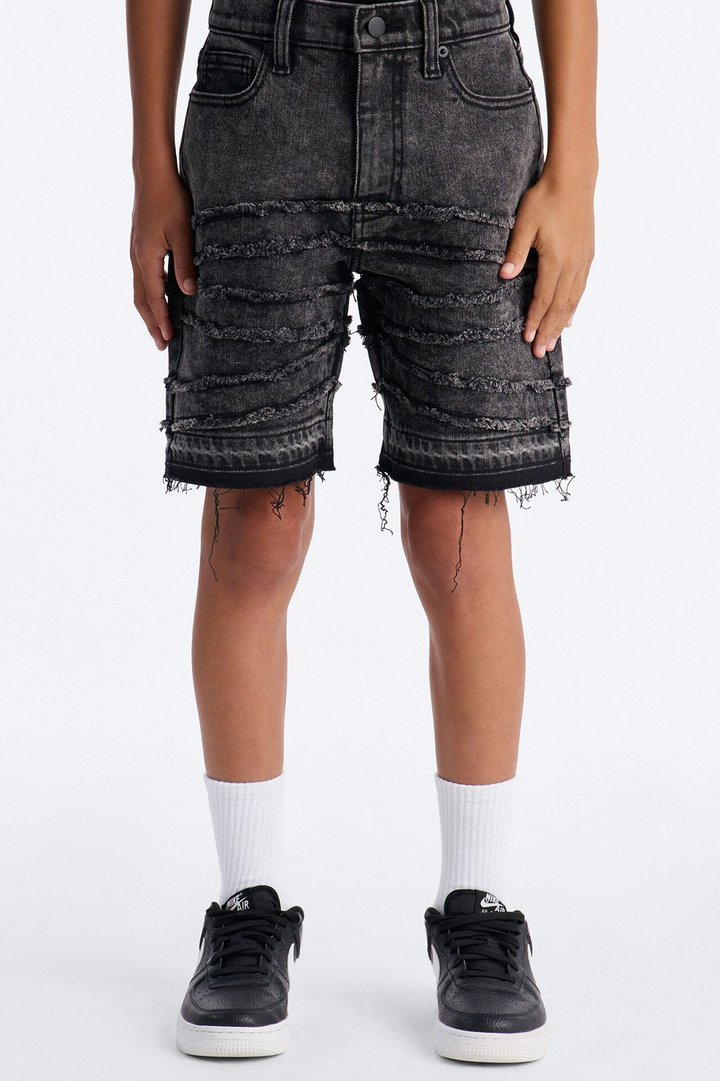 Mini Nice Try Frayed Denim Short - Black Wash