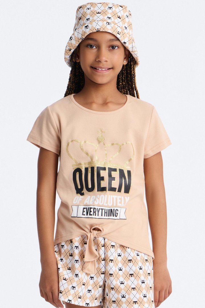 Mini The Queen Of Absolutely Everything Short Set - Sand/combo
