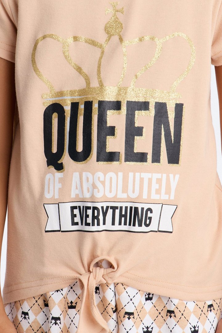 Mini The Queen Of Absolutely Everything Short Set - Sand/combo