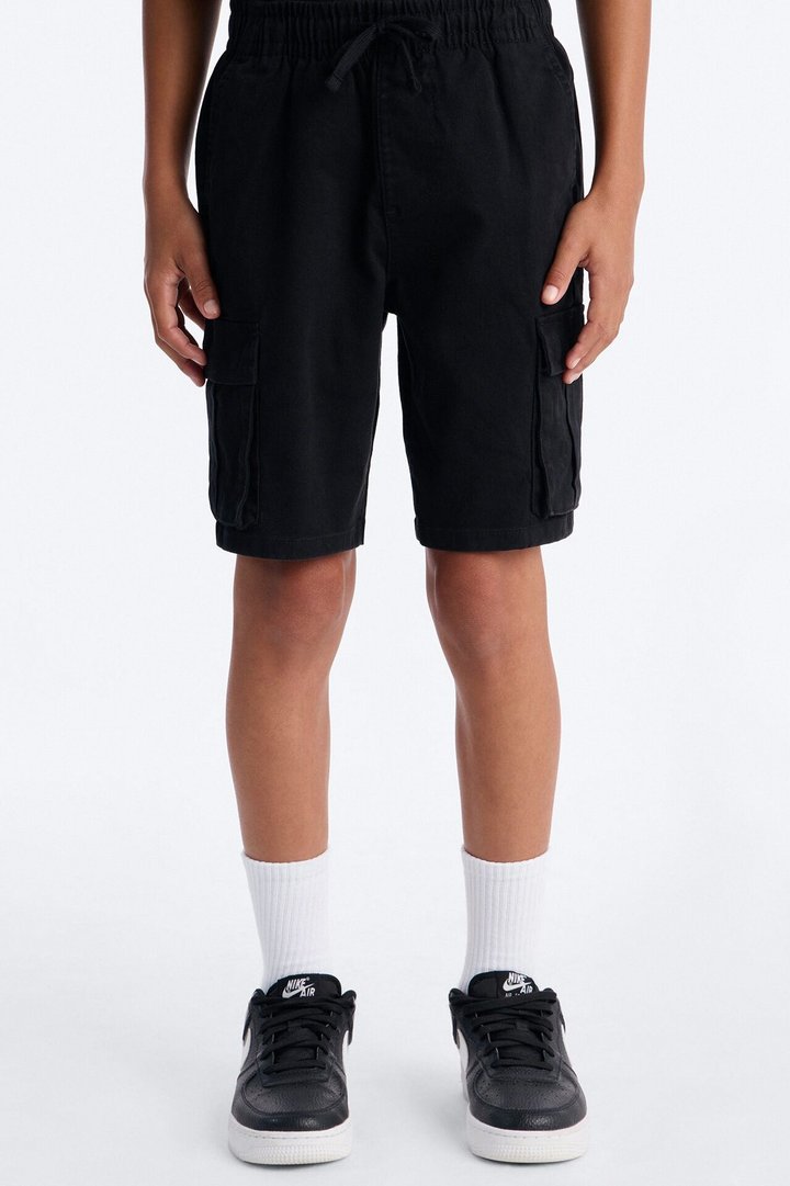 Mini Twill Volley Cargo Shorts - Black