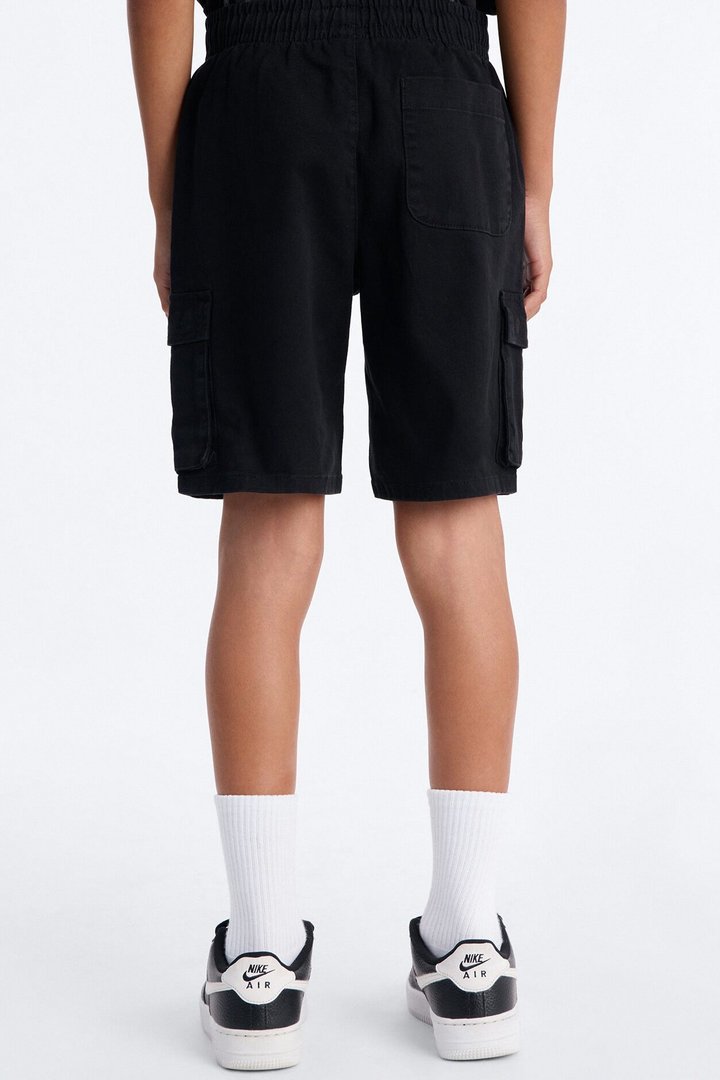 Mini Twill Volley Cargo Shorts - Black