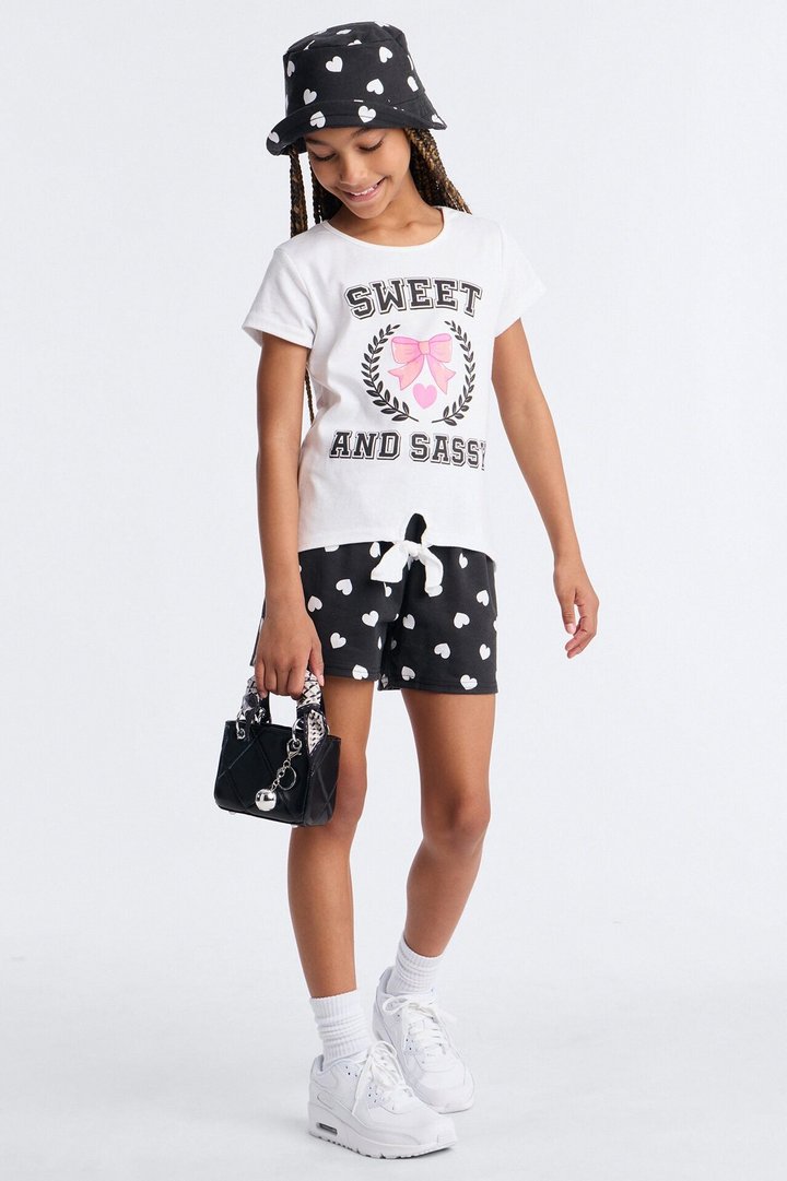Mini I'm Sweet And Sassy Short Set - White/Black