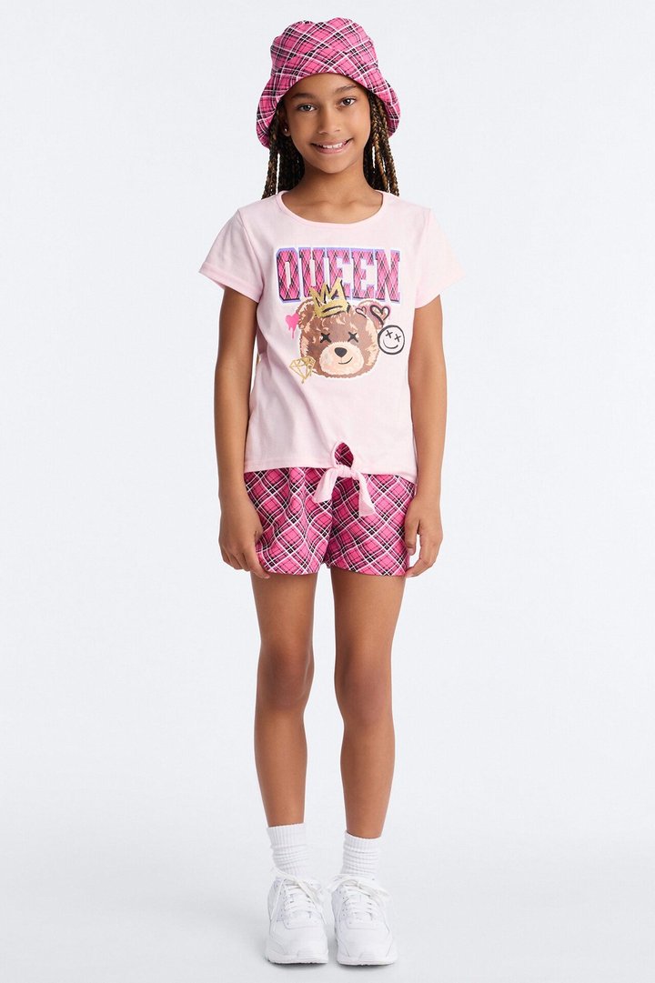 Mini The Queen Bear Short Set - Pink