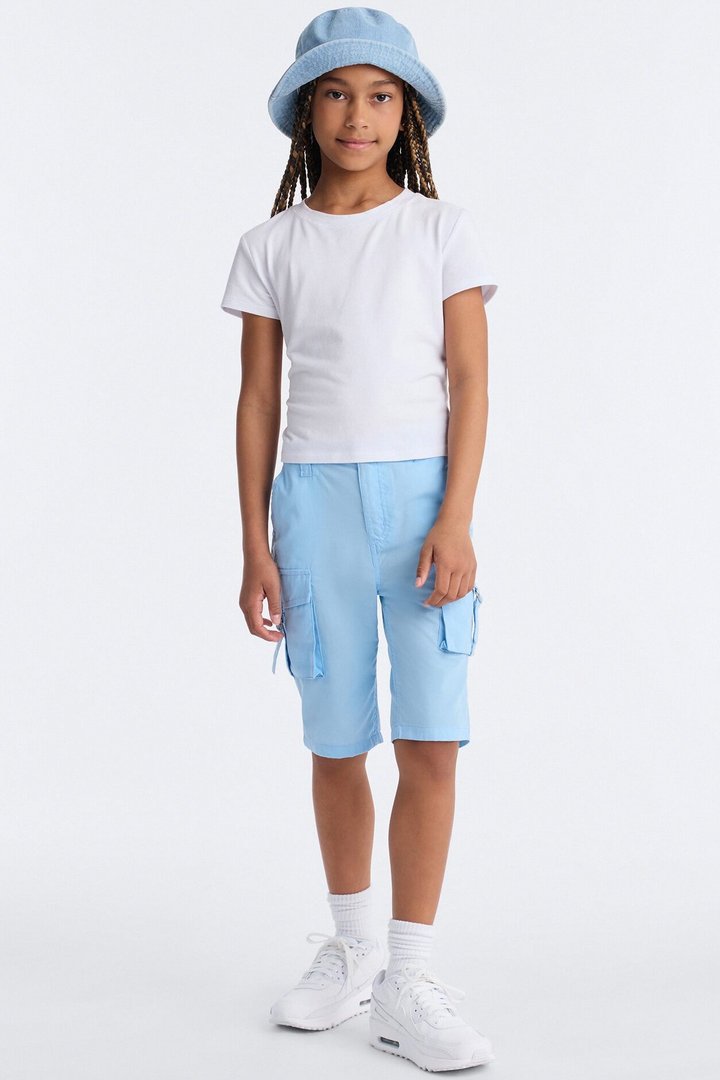 Mini Victoria Cargo Bermuda Shorts - Light Blue