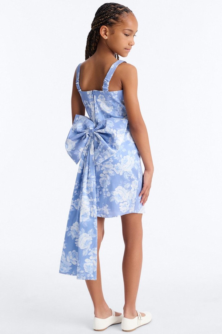 Mini Going Where I Want To Floral Print Dress - Light Wash
