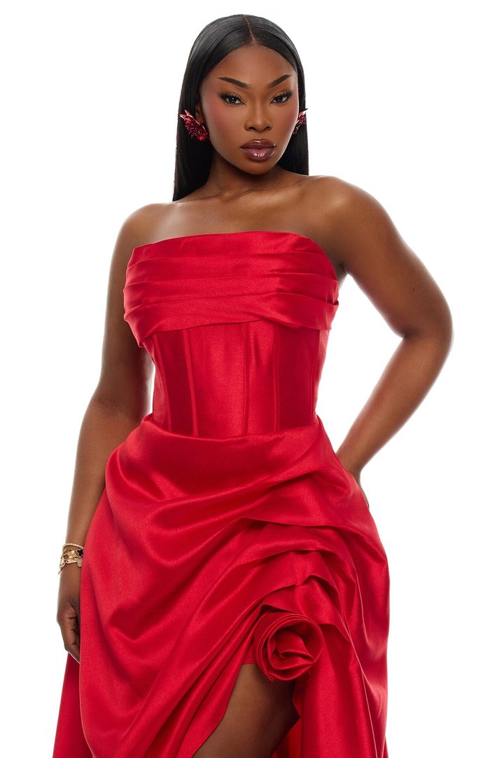 Swept Away Taffeta Gown - Red