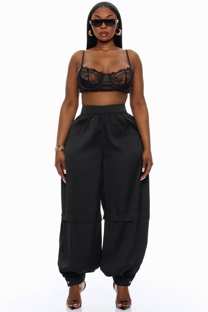 Cathryn Satin Balloon Pant - Black