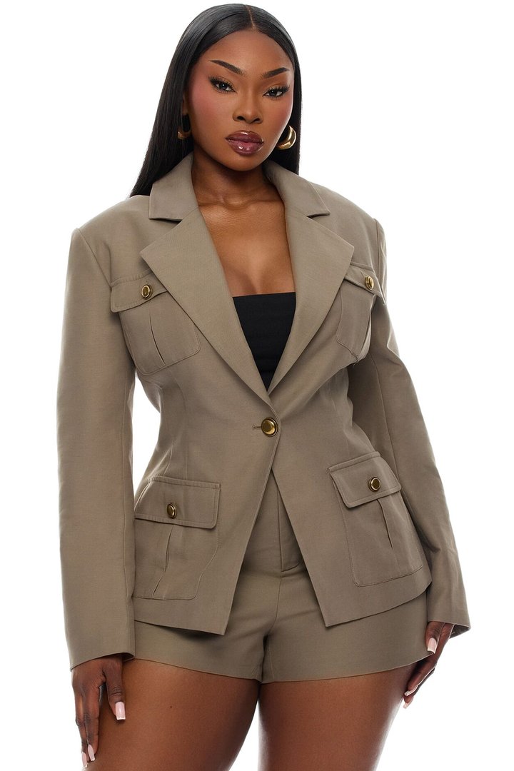 Morgan Cargo Blazer - Olive