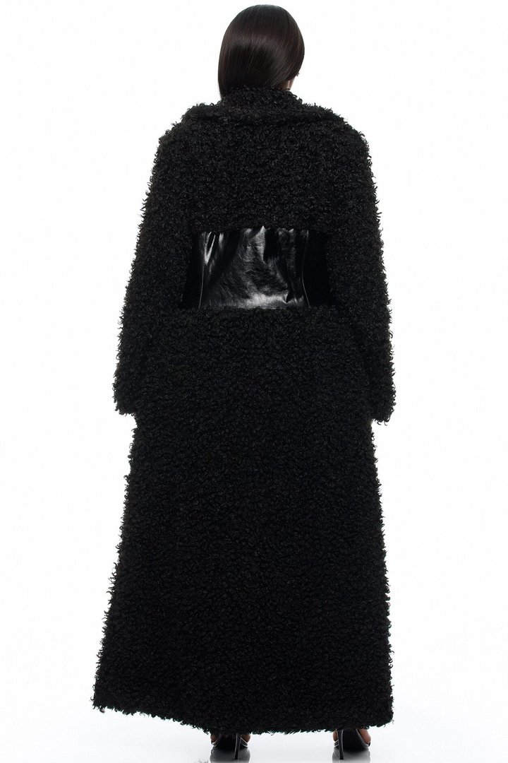 Undercover Faux Leather Sherpa Coat - Black