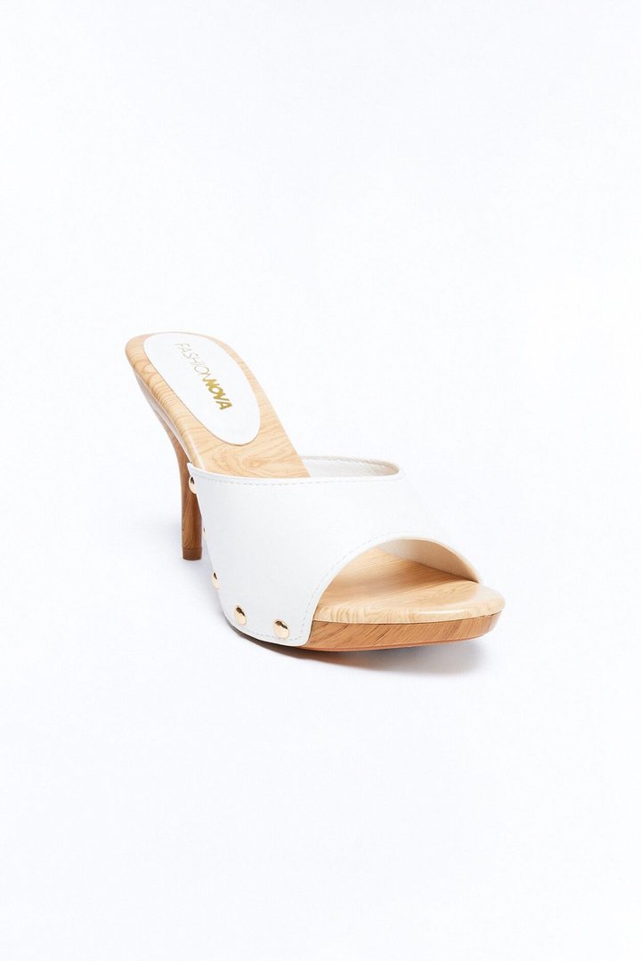Rigby Studded Wood Heels - White