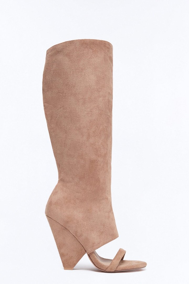 Mavey Suede Overlay Heels - Nude