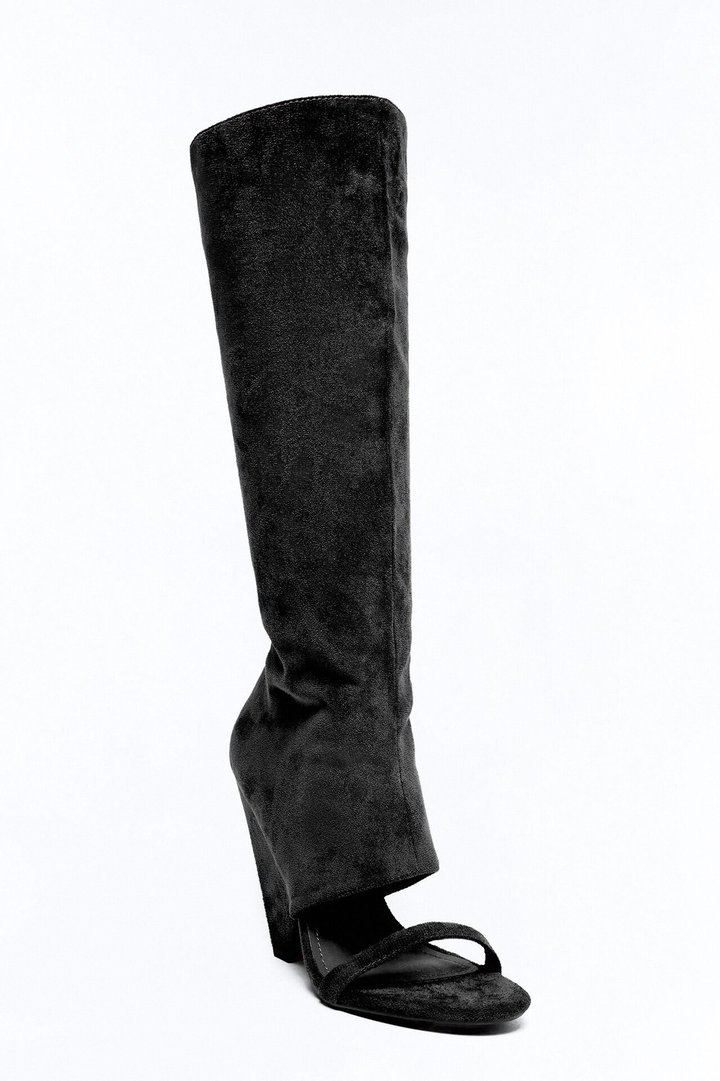 Mavey Suede Overlay Heels - Black
