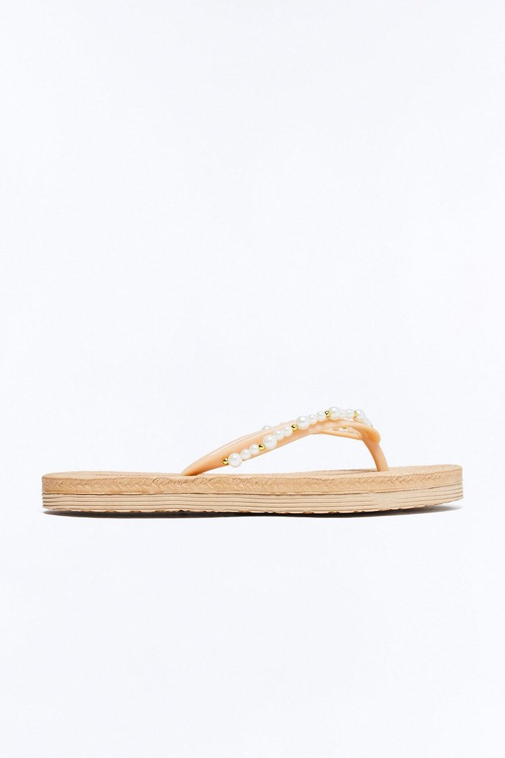 Mia Pearl Flip Flops - Natural