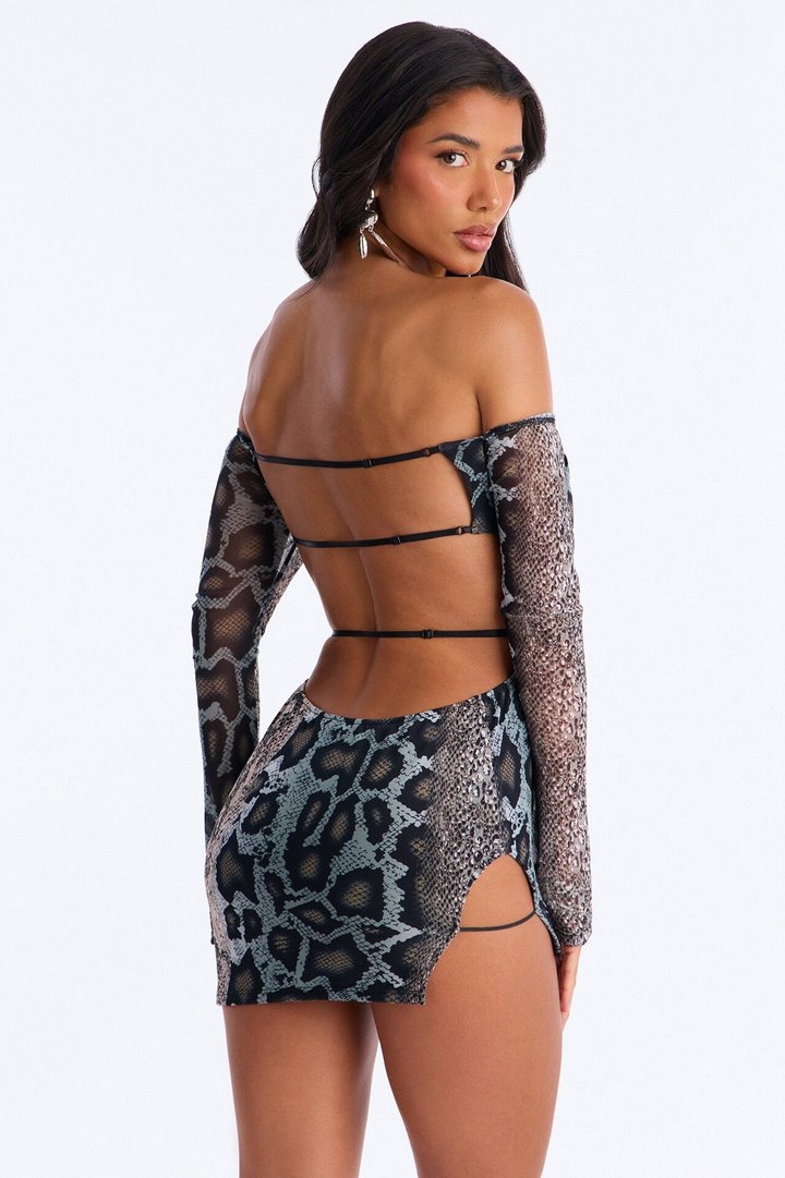Alexia Snakeskin Micro Mini Dress - Multi Color