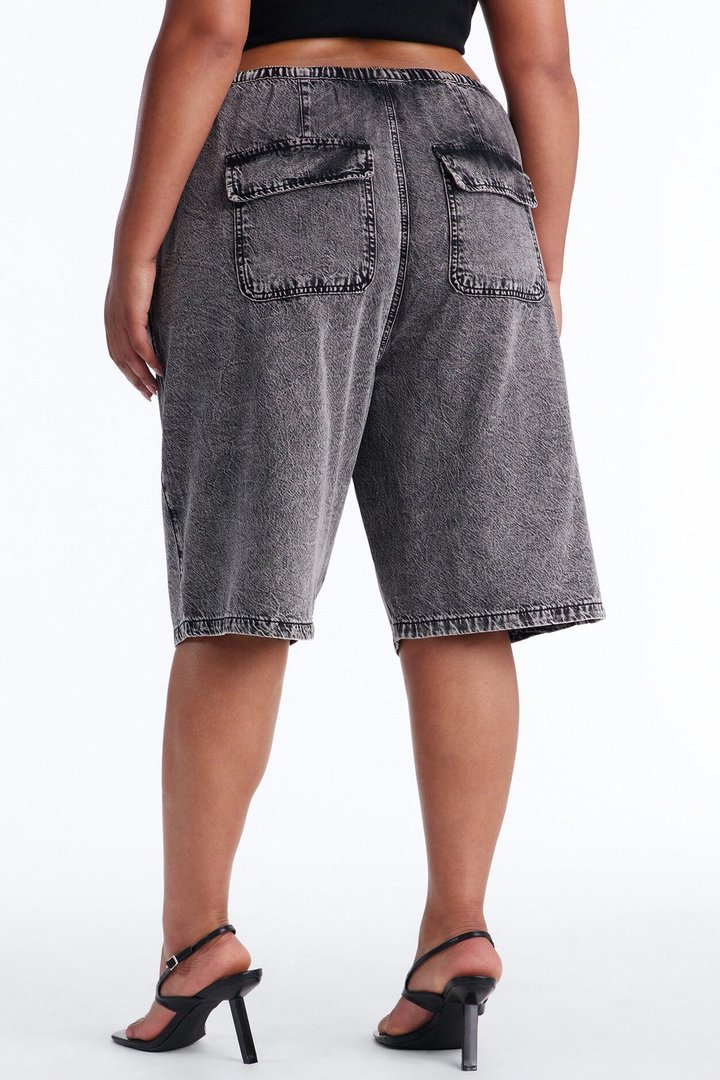 Baeside Tie Waist Denim Jorts - Black Wash