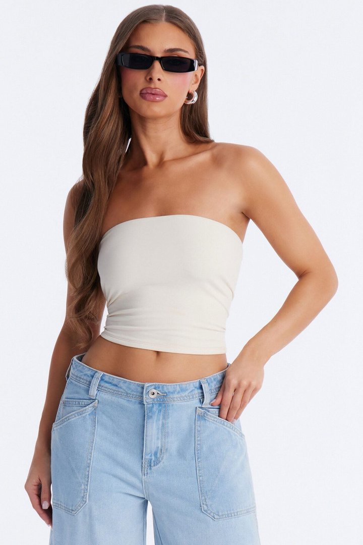 Lyla Double Lined Tube Top - Bone