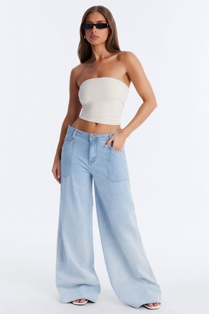 Sandbar Drapey Wide Leg Jeans - Light Wash