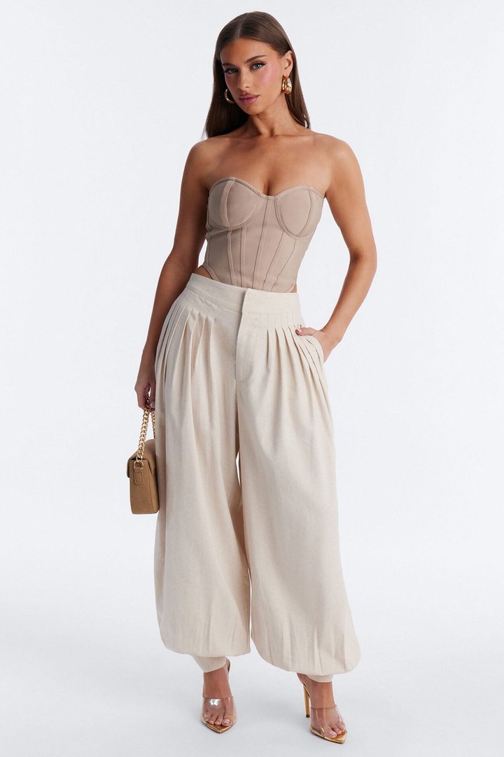 Samantha High Waisted Balloon Jogger Pant 30″ - Natural