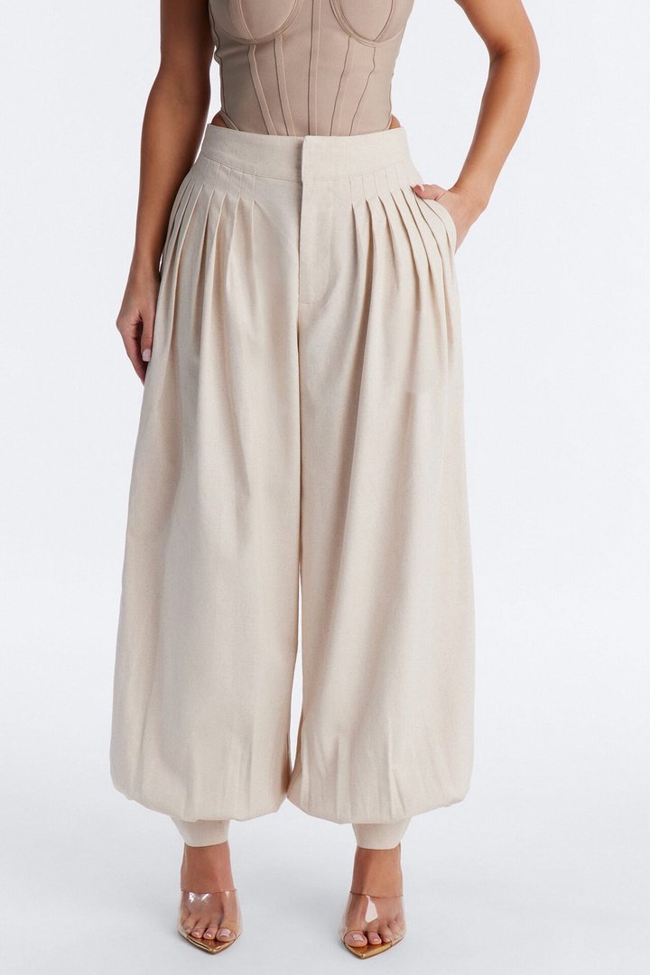 Samantha High Waisted Balloon Jogger Pant 30″ - Natural
