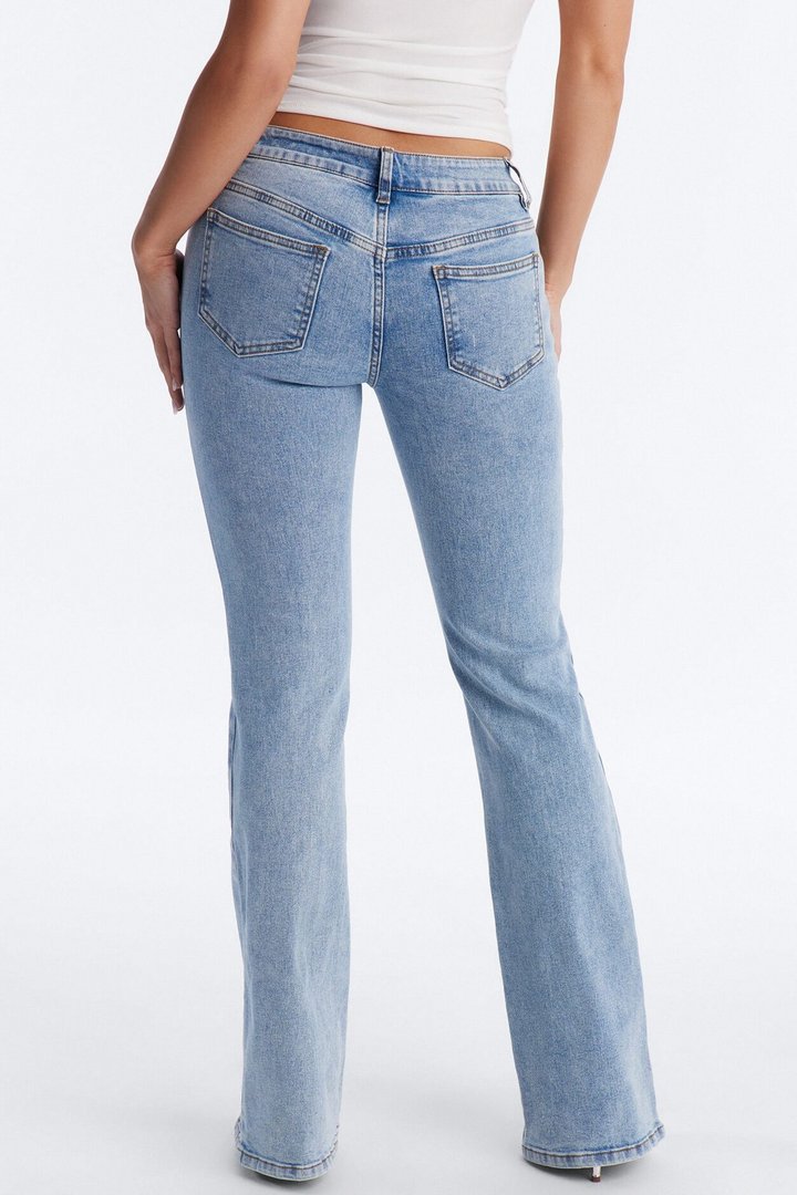 Tied To You Ultra Low Rise Lace Up Bootcut Jeans - Medium Wash