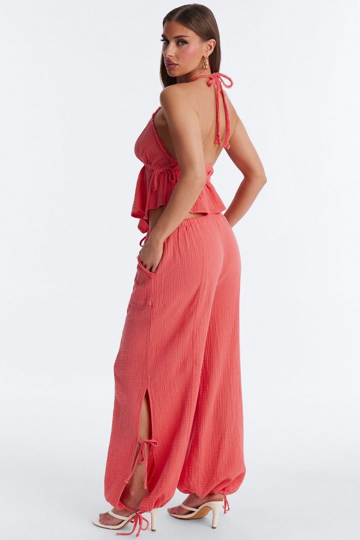 Azuki Balloon Pant Set - Coral