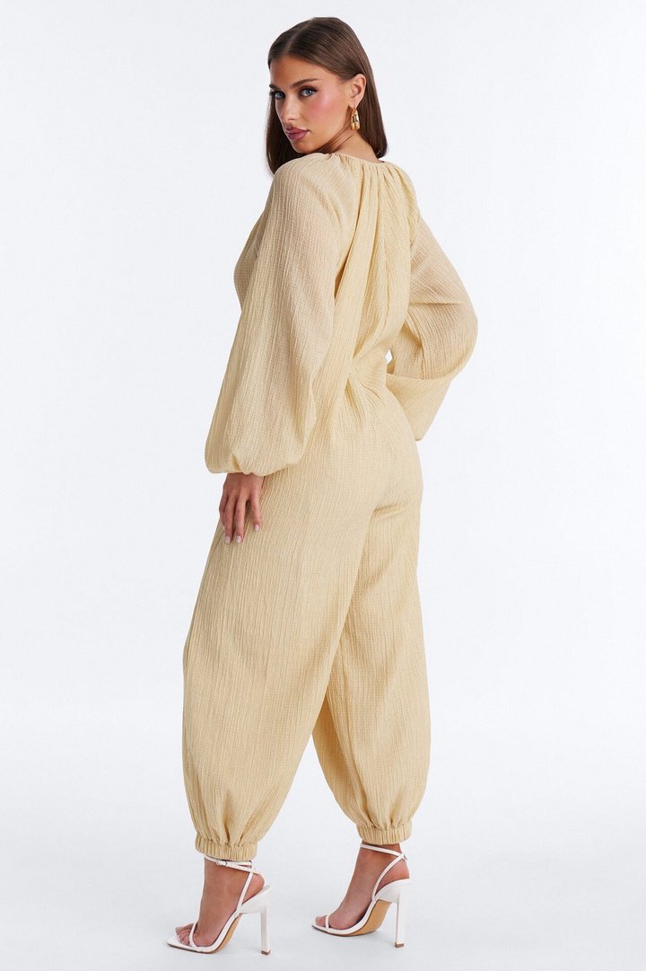 Bec Long Sleeve Balloon Wide Leg Jumpsuit - Yellow