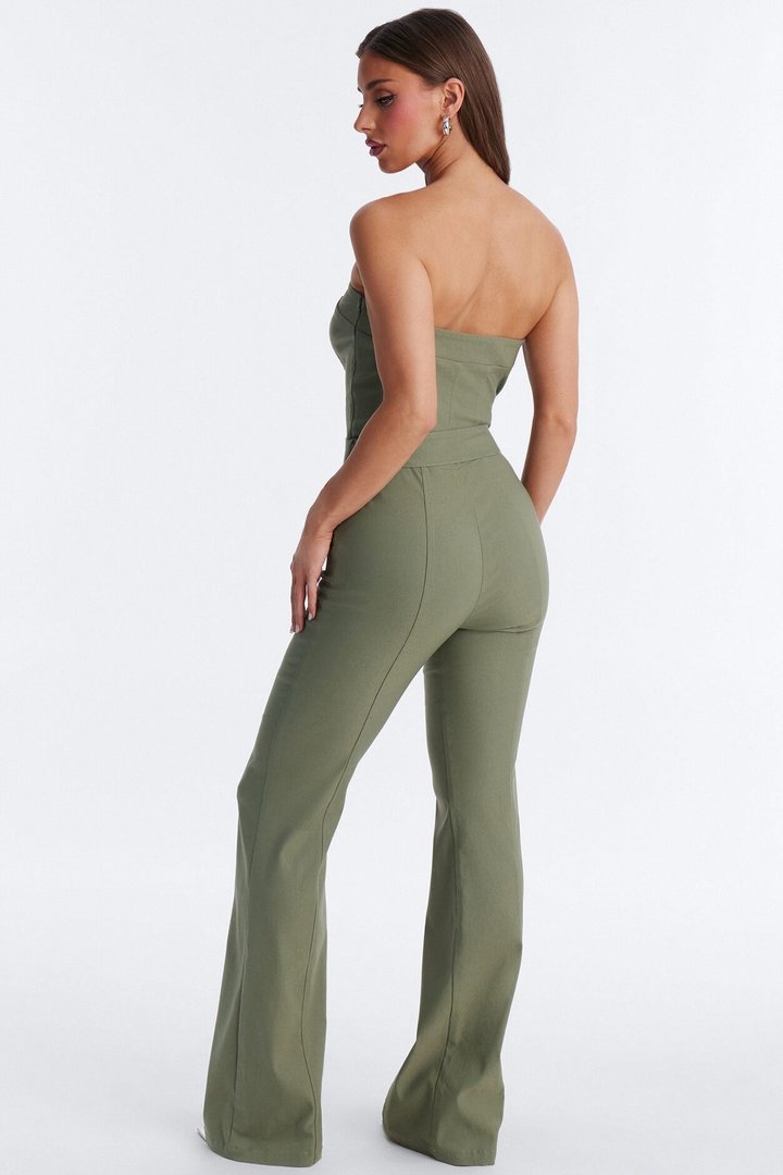Uma Belted Flare Leg Jumpsuit - Green