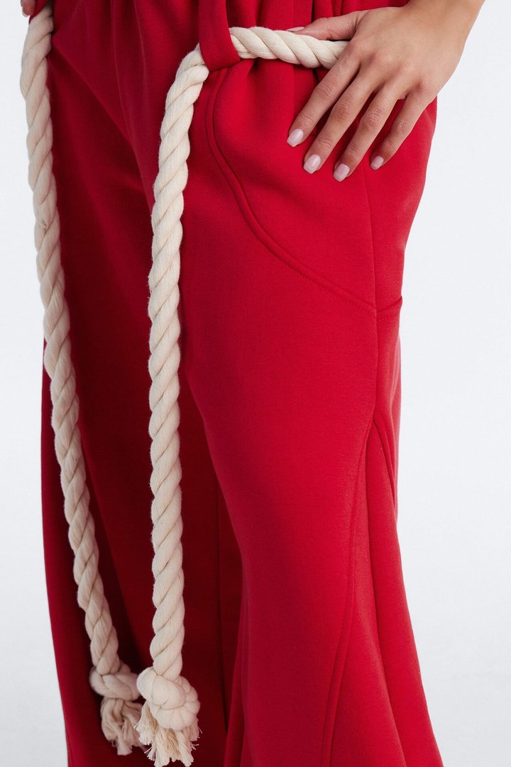 Rope Me In Baggy Barrel Sweatpants - Red