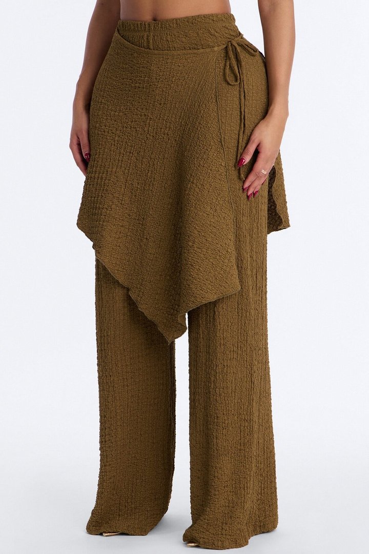 Wrap It Up Skirt Wide Leg Pant 33″ - Olive