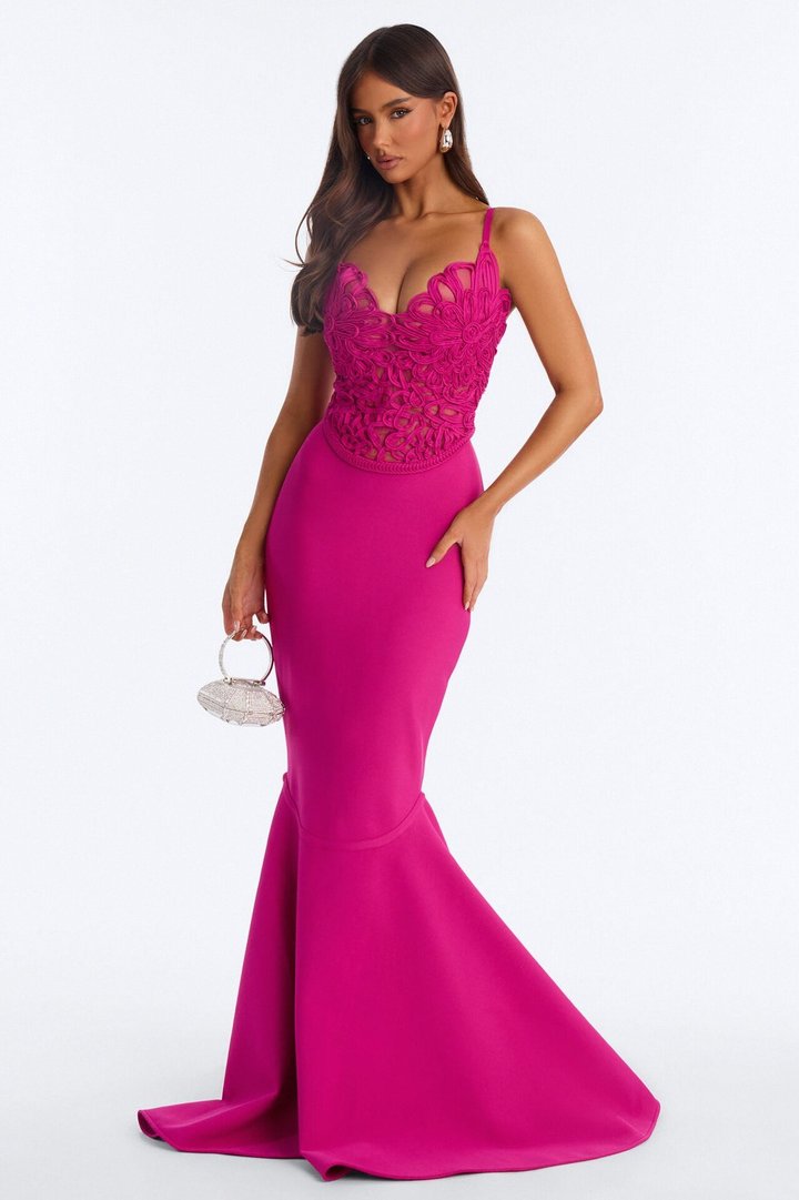 Monique Bandage Mermaid Maxi Dress - Magenta