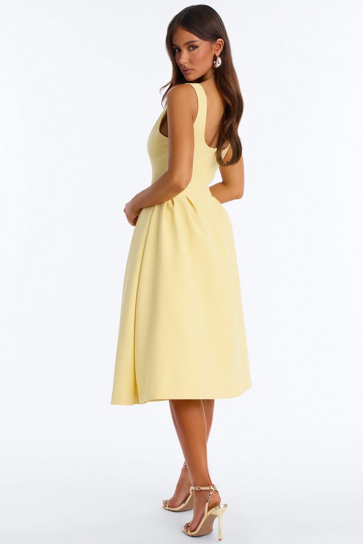 Anika Pleated Midi Dress - Butter Yellow