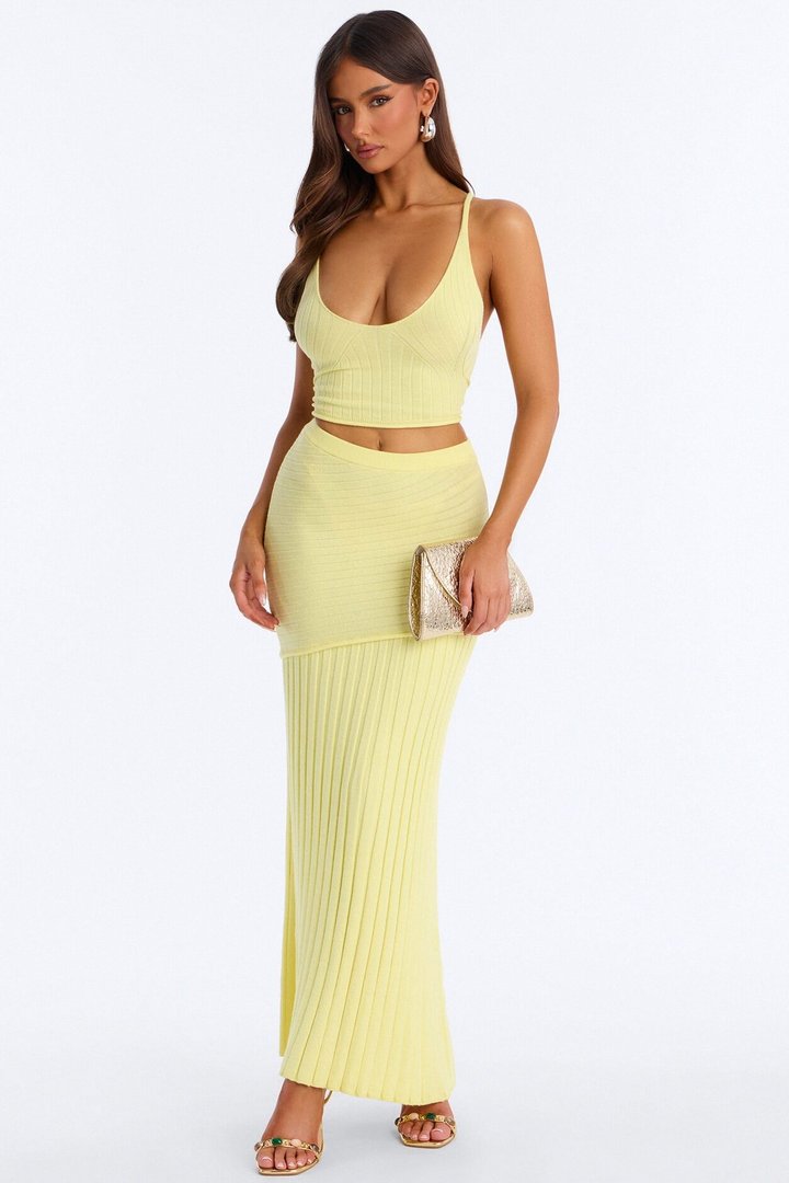 Long Time Crush Maxi Skirt Set - Yellow