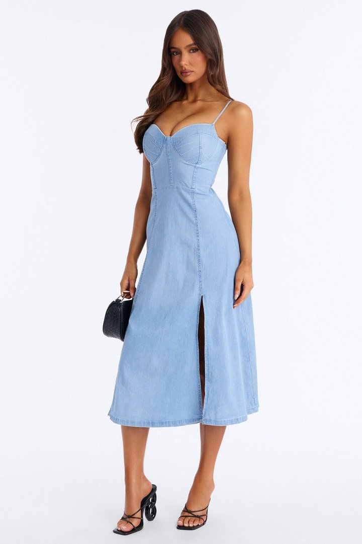 Gracie Denim Midi Dress - Light Wash