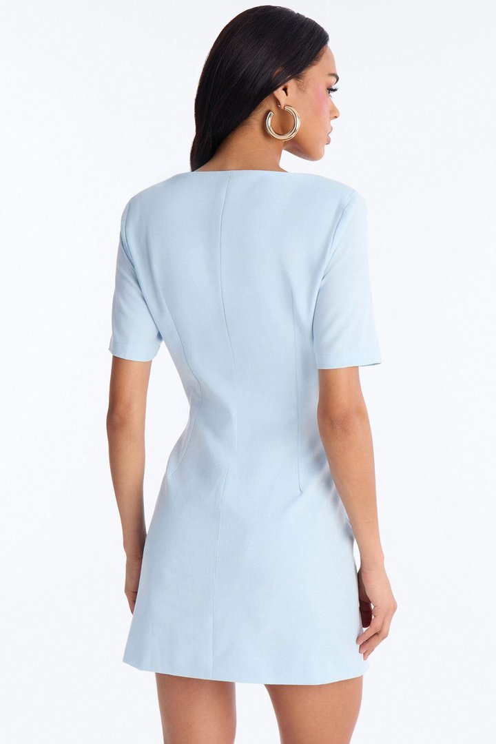 Winnie Short Sleeve Blazer Mini Dress - Light Blue