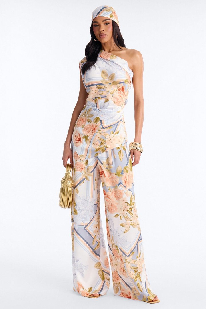 Rosalinda Satin 3 Piece Pant - Blue/combo