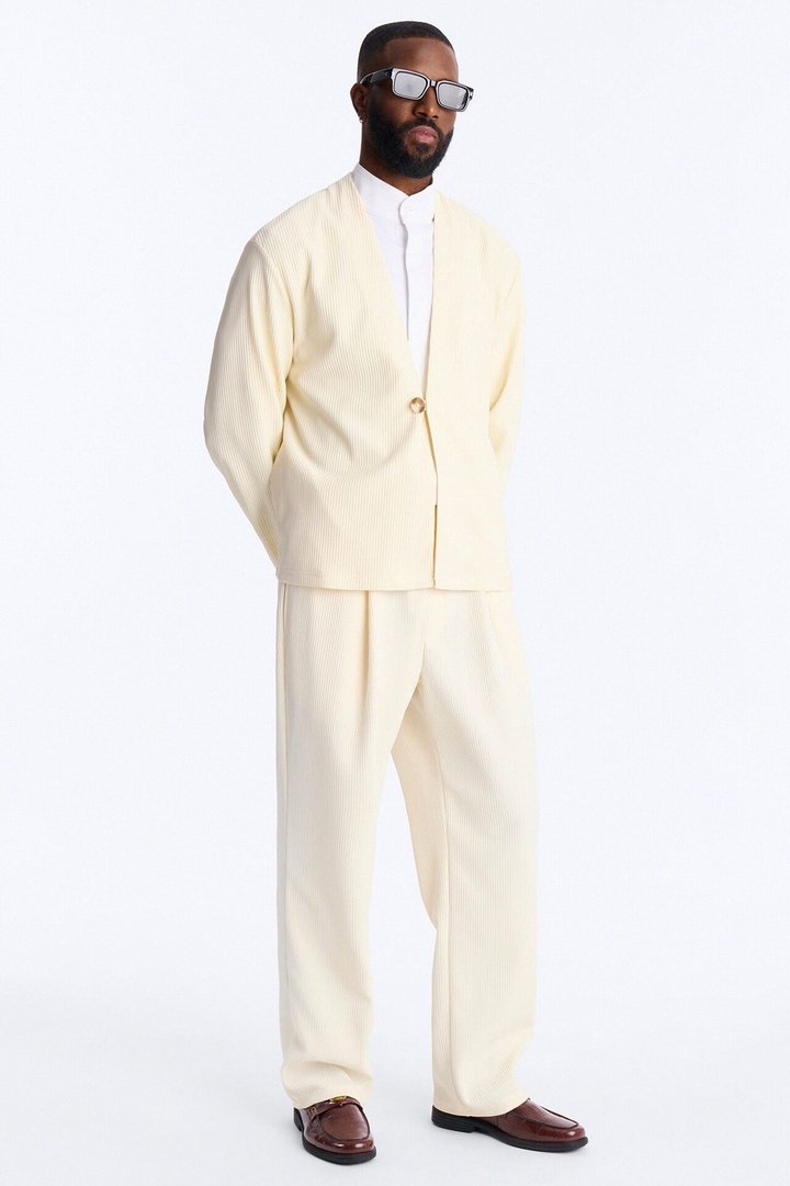 Show Up Shawl Collar Blazer - Cream