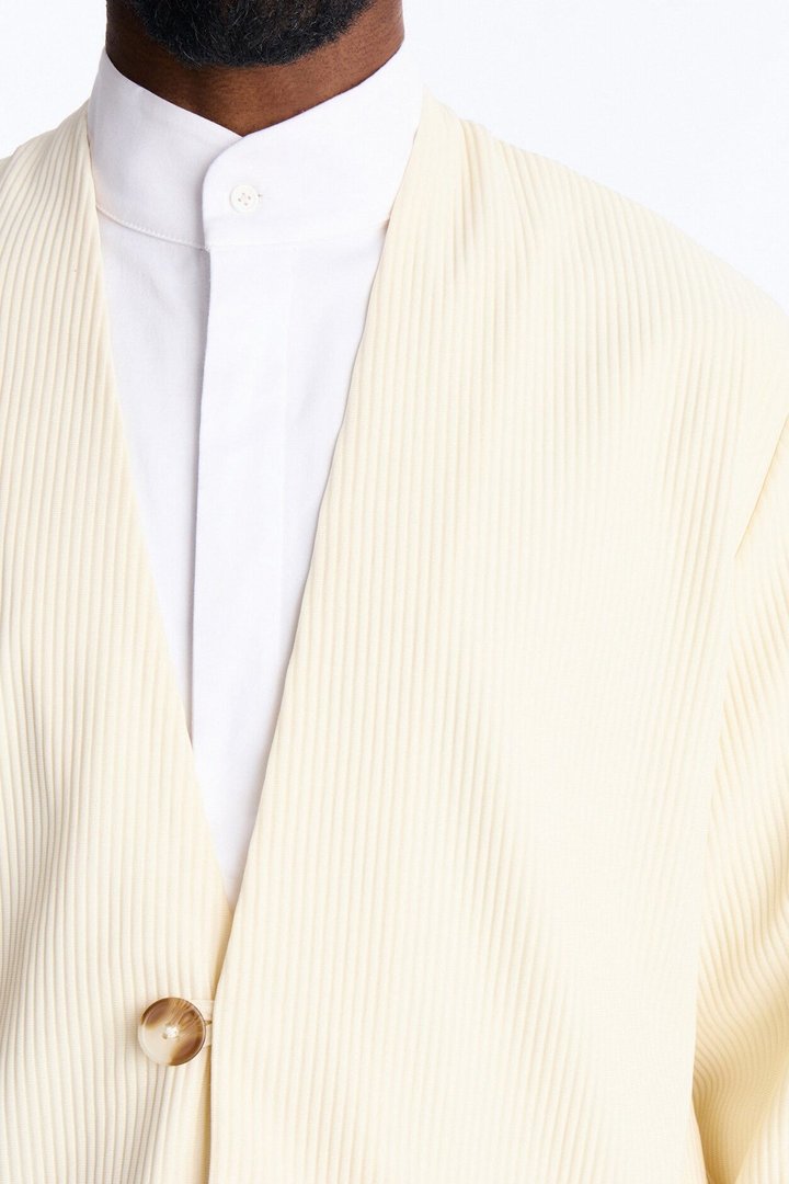 Show Up Shawl Collar Blazer - Cream