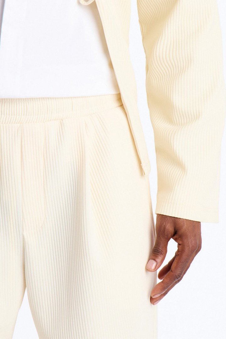 Show Up Straight Pleated Casual Trouser - Cream