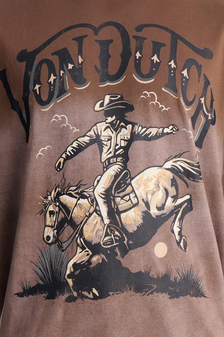Von Dutch Dip Dye Ridin Boxy Short Sleeve Tee - Brown