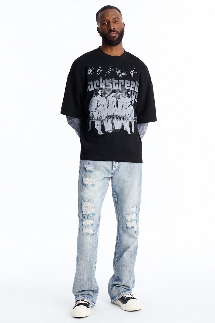 Backstreet Boys Larger Than Life Oversized Fleece Twofer - Black Wash