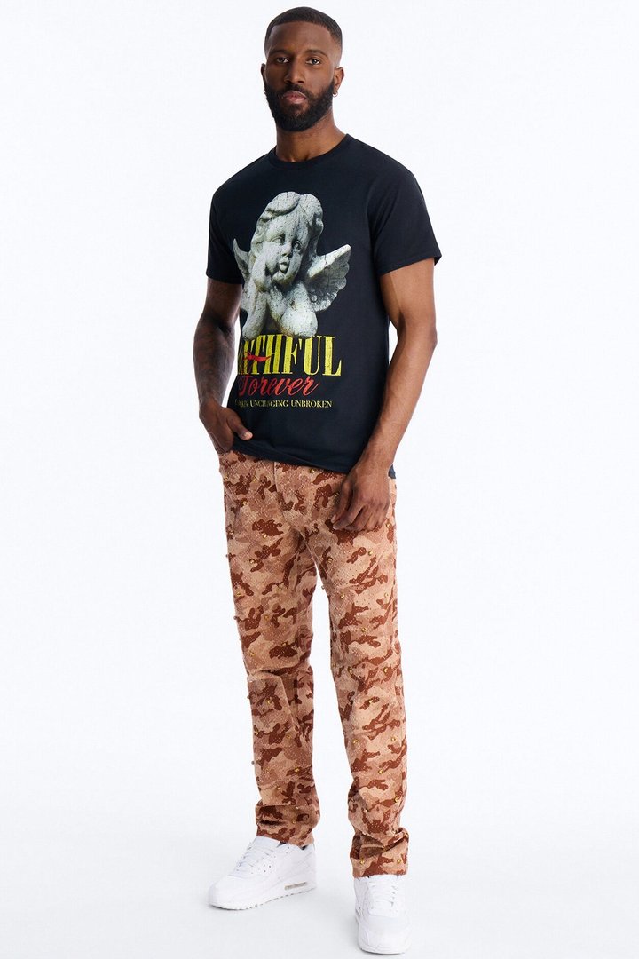 Faithful Forever Angel Short Sleeve Tee - Black