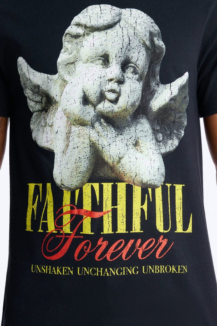 Faithful Forever Angel Short Sleeve Tee - Black