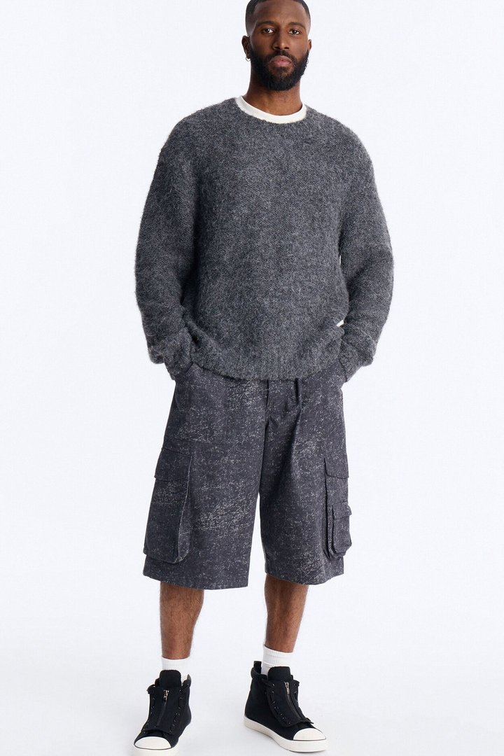 Baggy Mental State Cargo Short - Charcoal