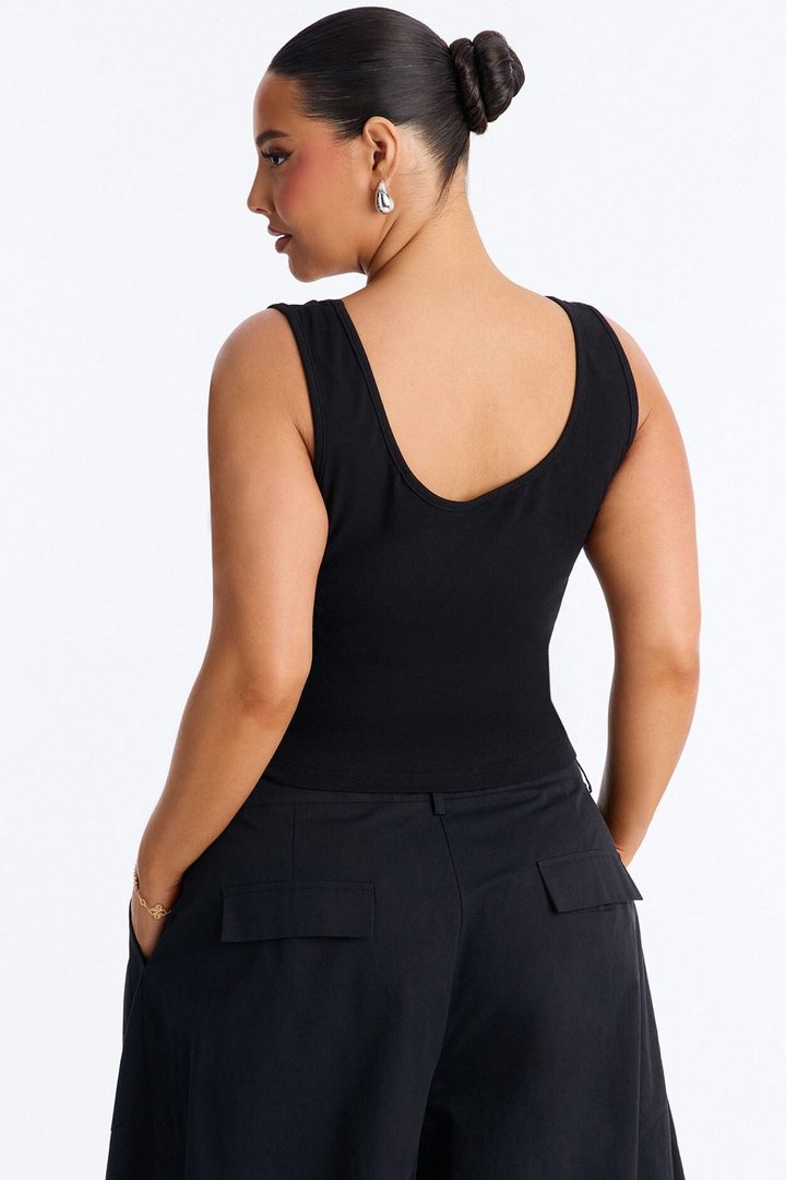 Lace Corset Graphic Tank - Black