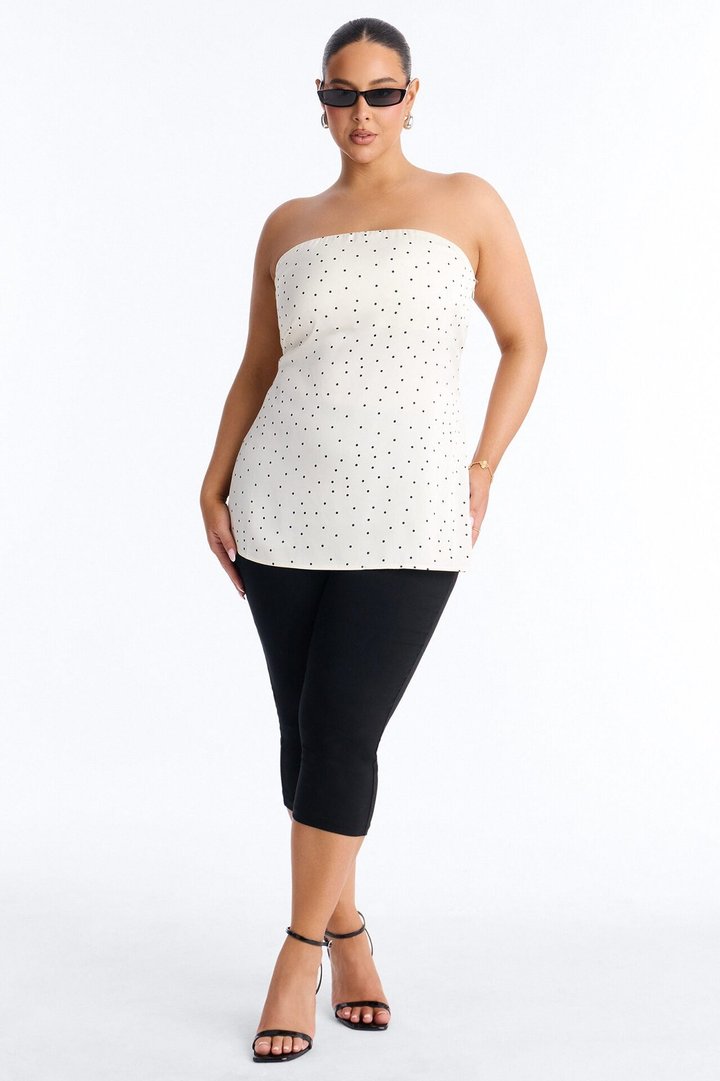 Spring Breeze Polka Dot Satin Tube Top - Cream/combo