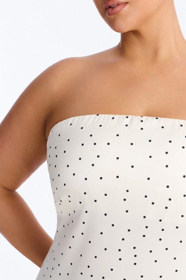 Spring Breeze Polka Dot Satin Tube Top - Cream/combo