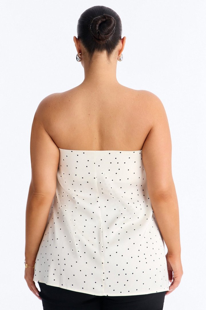Spring Breeze Polka Dot Satin Tube Top - Cream/combo