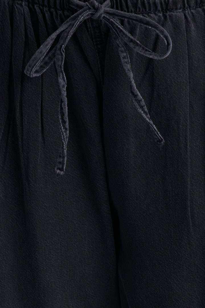 Baeside Tie Waist Wide Leg Jeans - Black