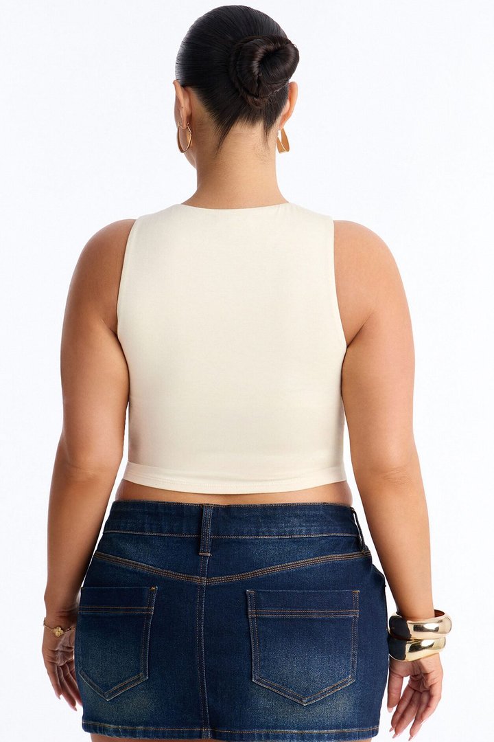 Amberly Double Lined Jersey Tank - Bone