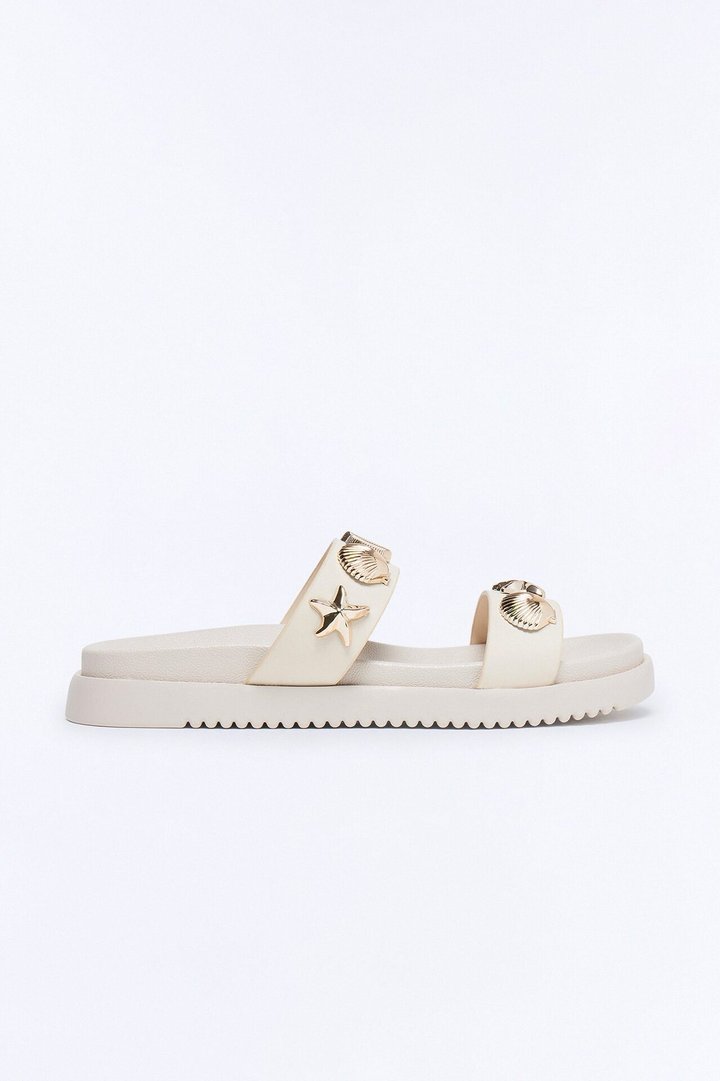 Zoiey Shell Slides - Beige